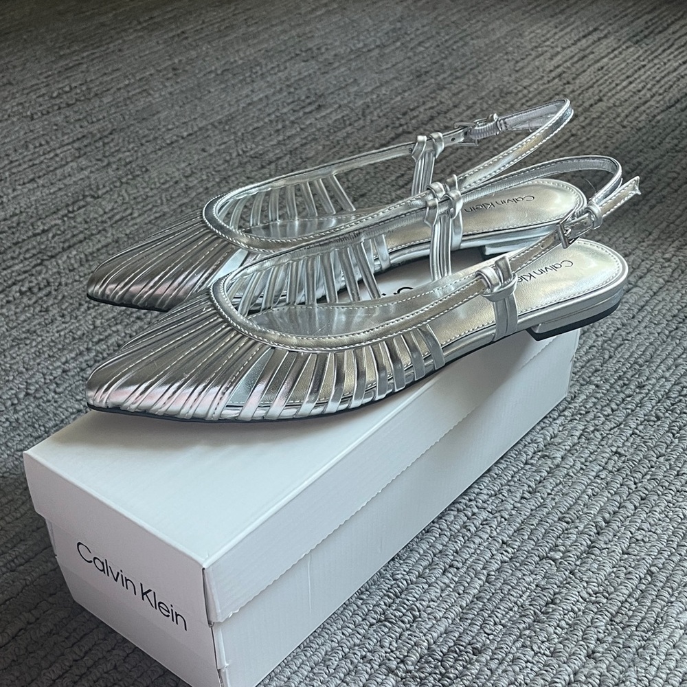 Calvin Klein Metallic Silver Flats